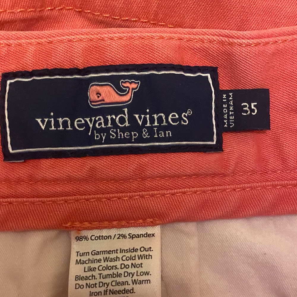 Vineyard Vines Men’s Coral Flat Front Shorts Size 35 Cotton Stretch Preppy - Picture 5 of 16